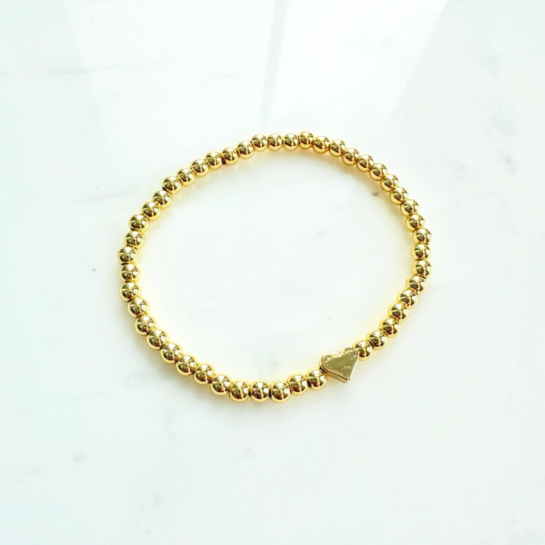 Beaded Heart Bracelet with 18k Gold-Plated Beads