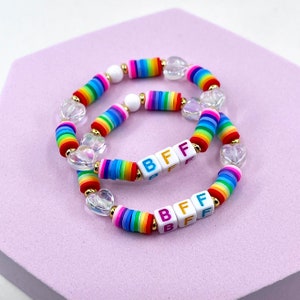 Kids BFF Friendship Bracelet Set Rainbow Best Friends Bracelet for Friend Gift Personalized Friendship Jewelry for Besties Friend Bracelet