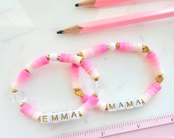 First Day of School Mom and Me Personalized Bracelet Set Back to School Bracelet Gift Mommy and Me Matching Bracelets Kindergarten Gift