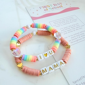 First Day of School Mom and Me Matching Bracelet Set Personalized Back to School Kids Bracelet for First Day of Kindergarten Gift for Pre-K