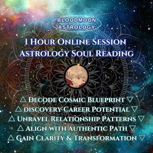 Lectura de la Carta Astral de Astrología Evolutiva: Coaching centrado en el alma de 1 hora, comprensión kármica, propósito de vida y lectura de vidas pasadas.