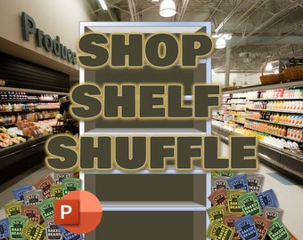 SHOP SHELF SHUFFLE - An original, fun, multi-player PowerPoint game. A great party game for in-person or virtual meetings.
