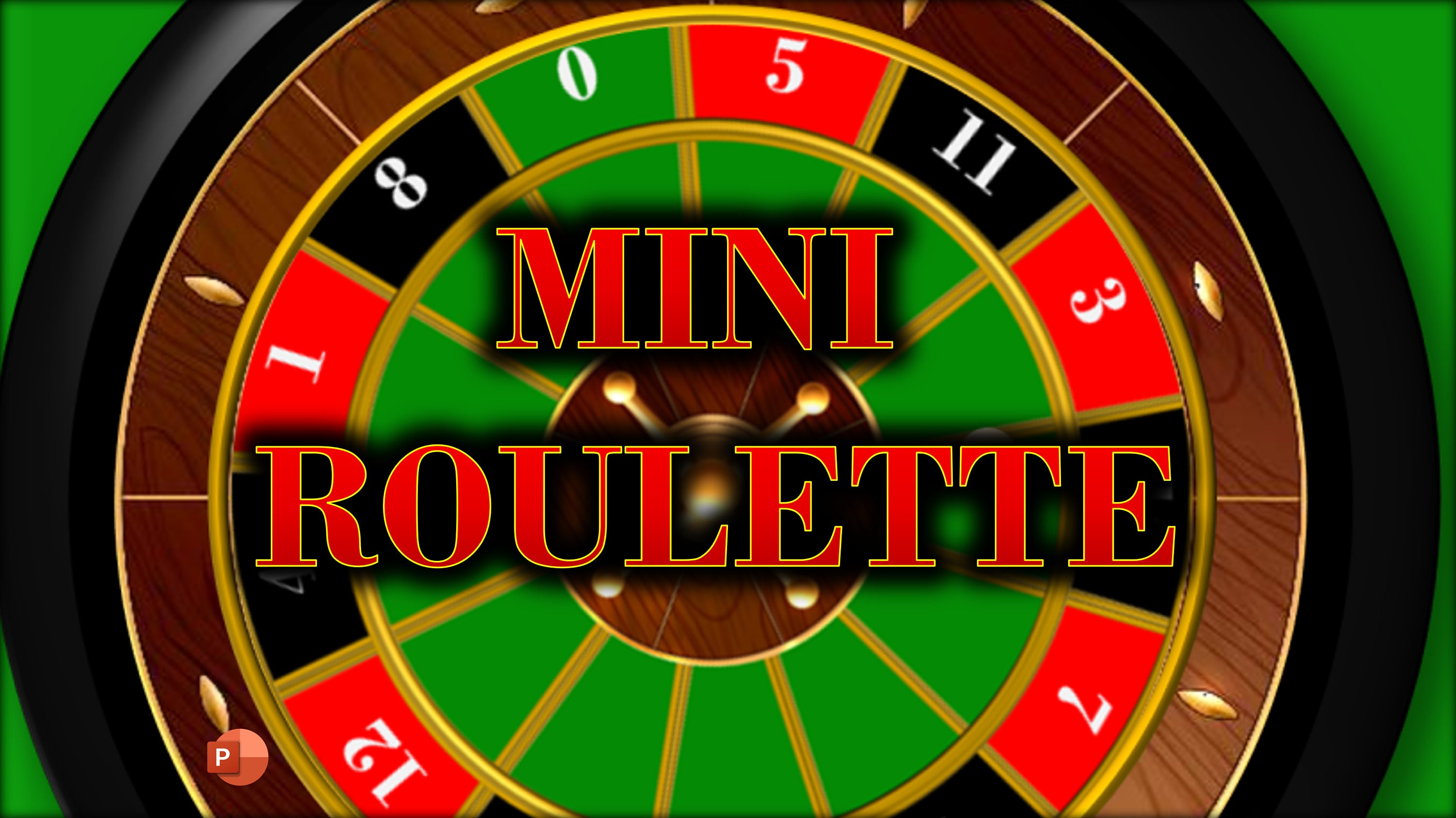 MINI ROULETTE A Fully Playable but Smaller Powerpoint Version of Roulette  With 12 Numbers. Play on a Big Screen With Family and Friends. 