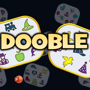 May include: A game called "Doogle" with colorful icons in a grid pattern. The icons include a train, a witch's hat, an apple, a dolphin, a unicorn, a party hat, and a ghost.