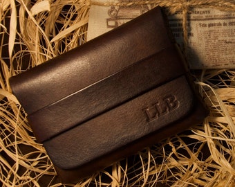 Custom leather wallet for men, slim wallet, leather card holder, personalized leather gift for anniversary, card wallet - LalabeltCrafts