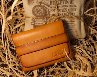 Leather wallet for men, minimalist wallet, custom leather wallet, leather gift for him, Leather wallet dad - LalabeltCrafts