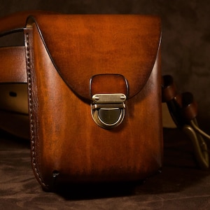 Riñonera de cuero tipo bolsa EDC para hombre