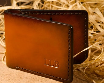 Personalized gift minimalist leather wallet, cash wallet, bifold wallet, leather gift for him - LalabeltCrafts