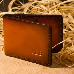 Personalized gift minimalist leather wallet, cash wallet, bifold wallet, leather gift for him - LalabeltCrafts
