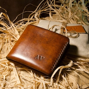 Personalized wallet men, minimalist wallet, bifold wallet, cash wallet, leather gift for him - LalabeltCrafts