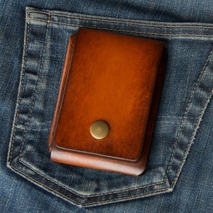 Smallest full size cash compartment Bifold wallet Personalized wallet mens