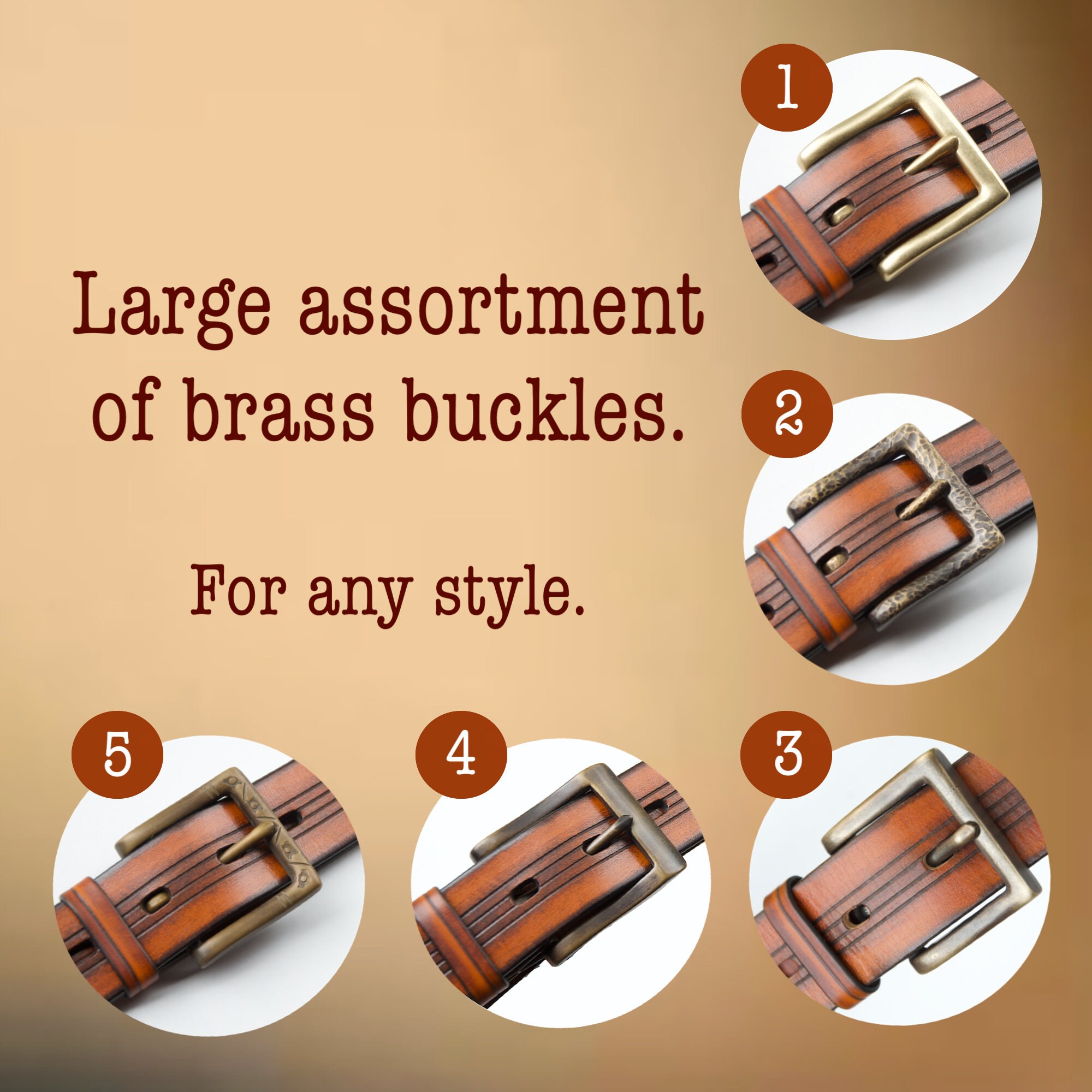 Mens Leather Belt Full Grain Leather Belt With Solid Brass Buckle