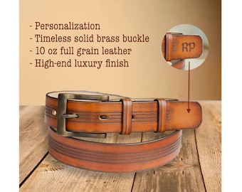 Mens leather belt Full grain leather belt with solid brass buckle Custom leather belt  XXS-5XL sizes