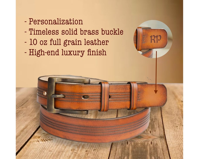 Mens leather belt Full grain leather belt with solid brass buckle Custom leather belt  XXS-5XL sizes