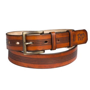 1,5 &#39;&#39; Vollnarbenledergürtel mit massiver Messingschnalle Custom Ledergürtel Herren Ledergürtel XXS-5XL Größen