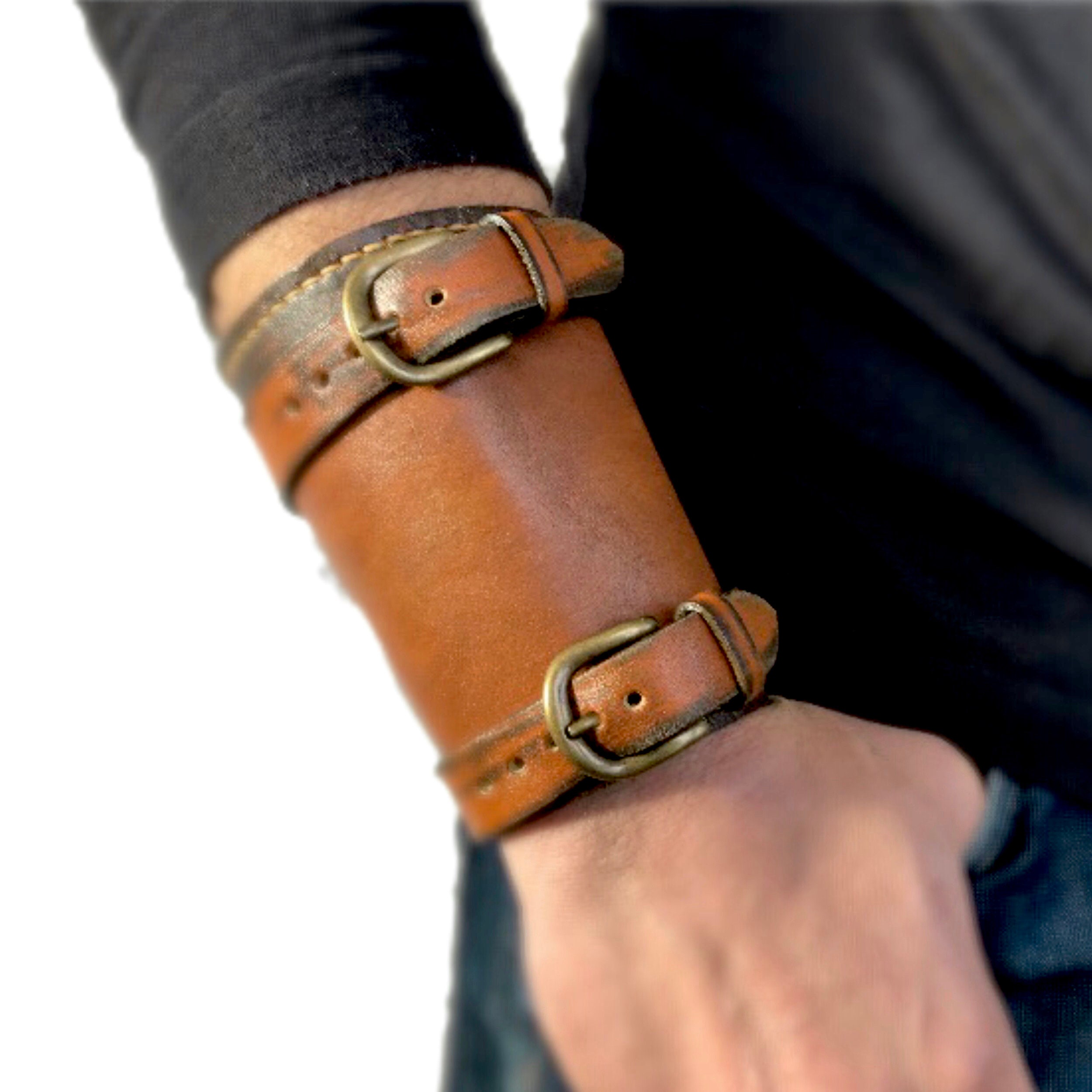 Wrist Wallet Leather Mens Leather Cuff Travel Wallet 3rd Anniversary