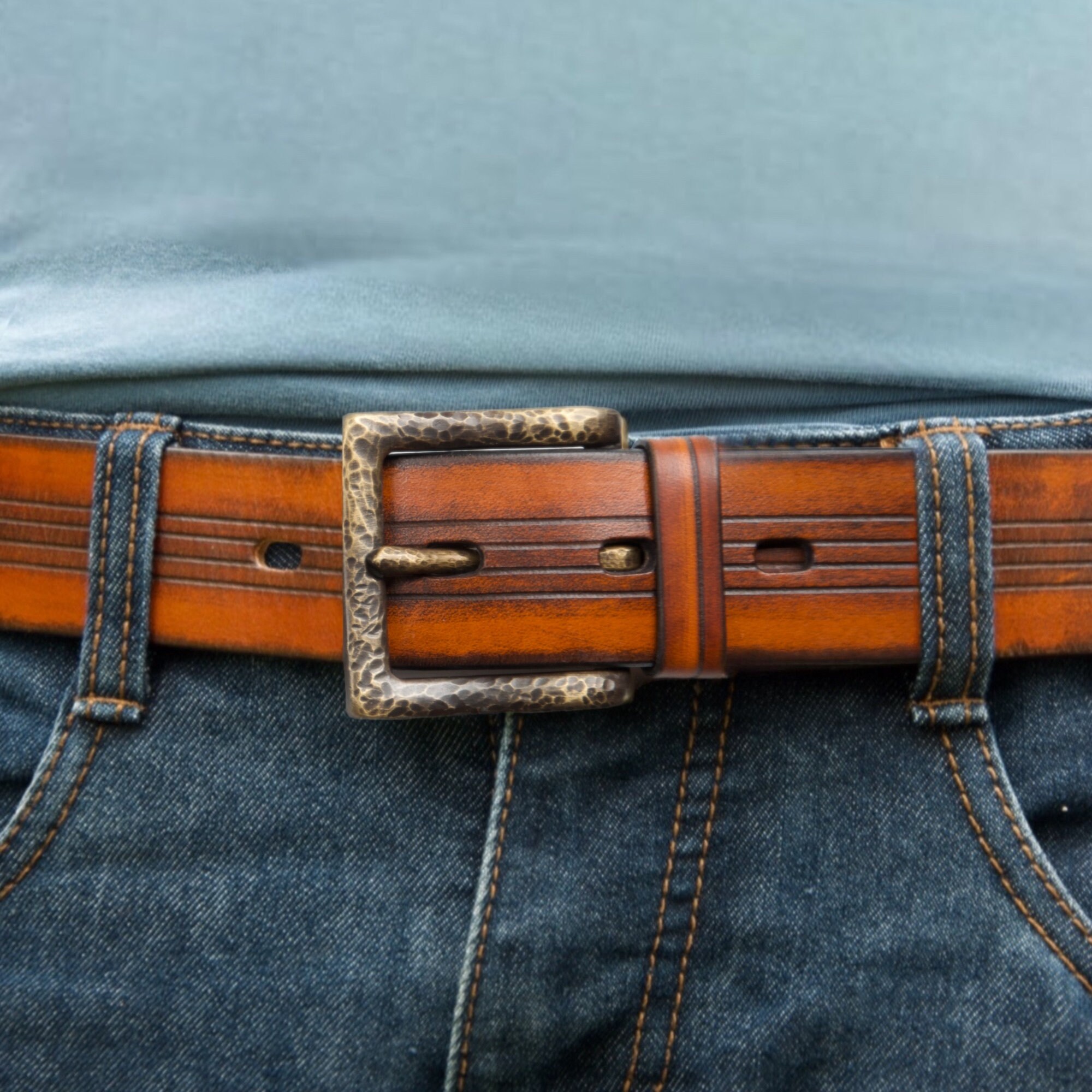 Mens Leather Belt Full Grain Leather Belt With Solid Brass Buckle