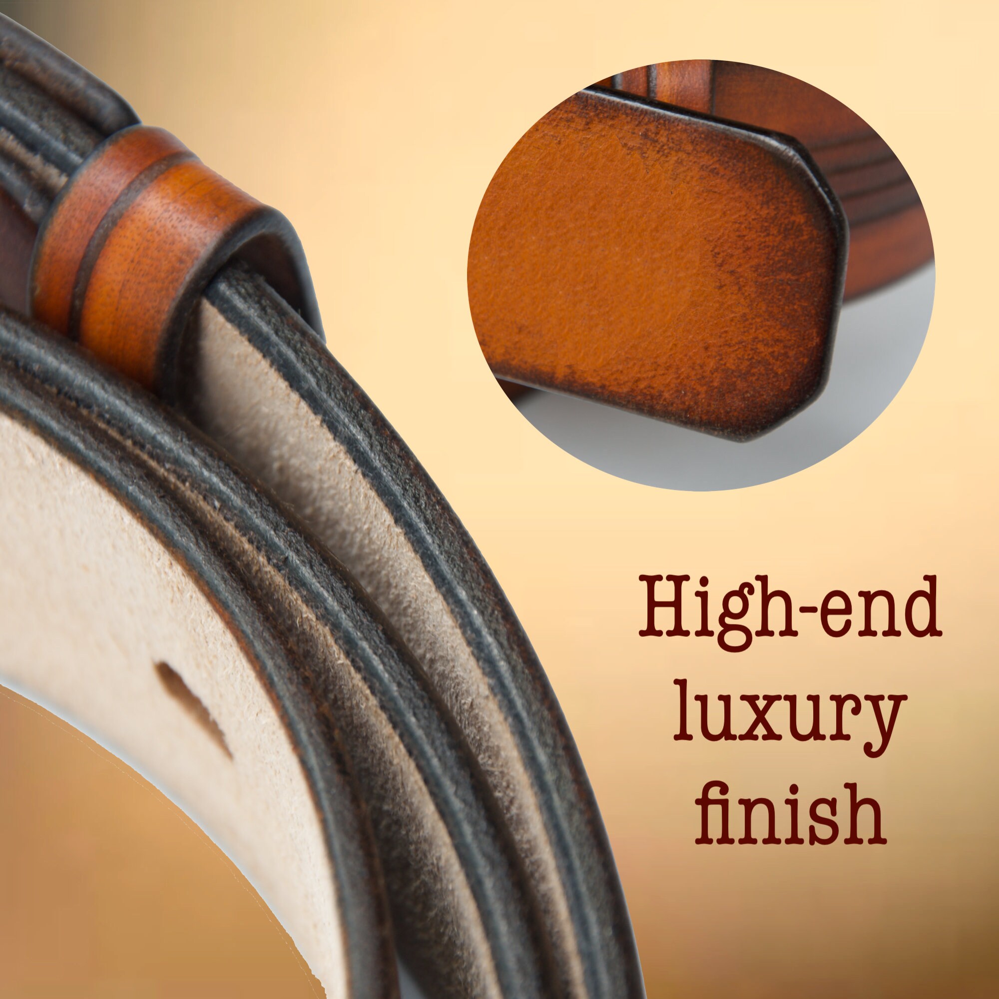 Mens Leather Belt Full Grain Leather Belt With Solid Brass Buckle