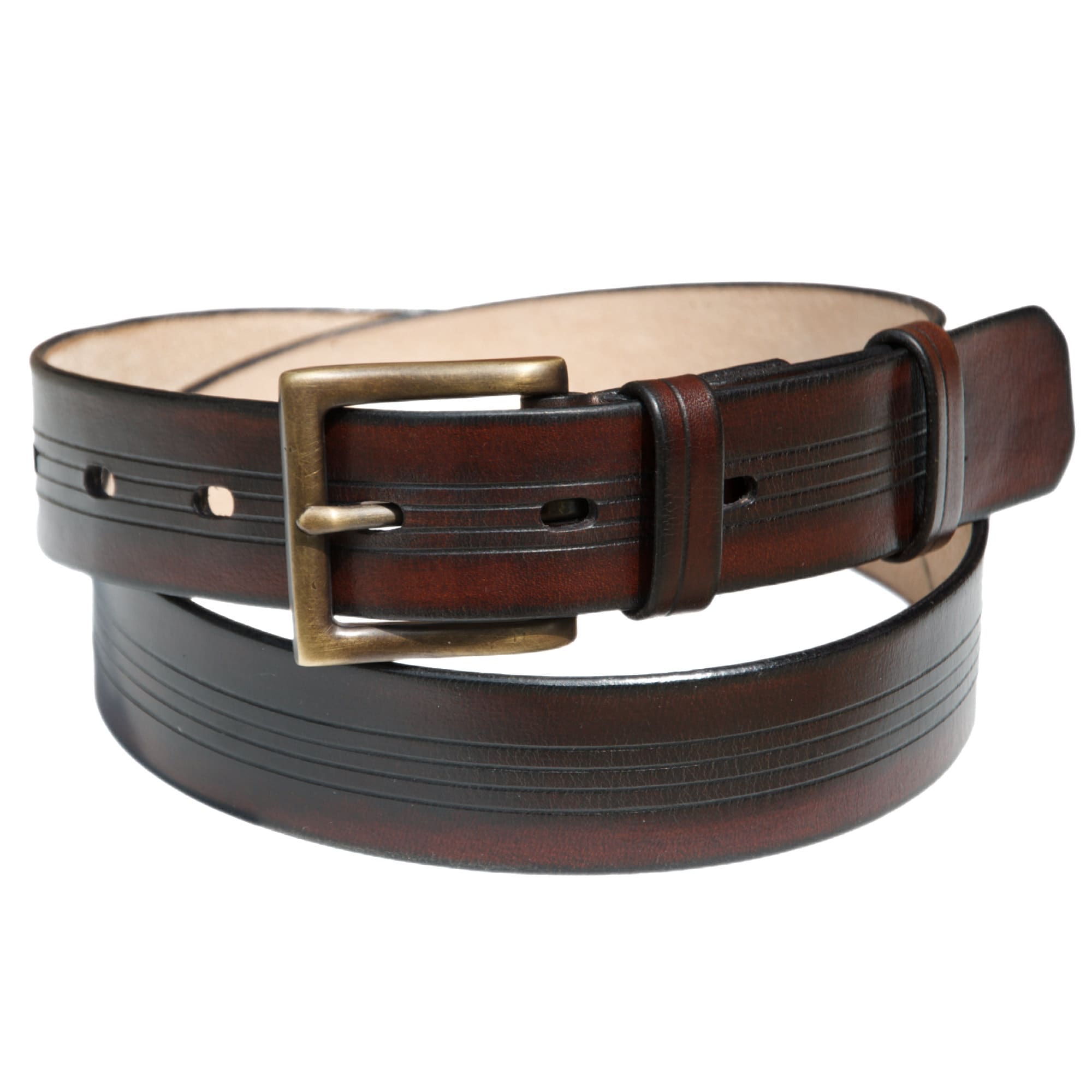 Mens Leather Belt Full Grain Leather Belt With Solid Brass Buckle