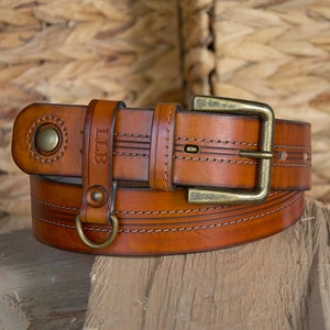 Volnerf leren riem, leren herenriem, garnizoensriem, cadeau voor vader, cadeau vader dochter