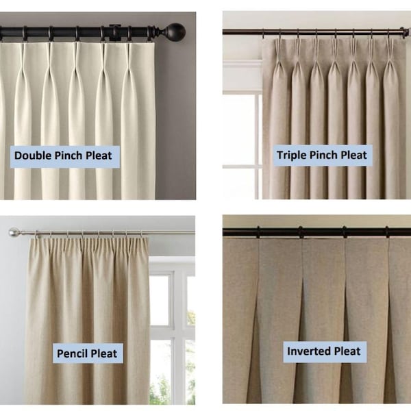 Add Pleat, Pleated Options for Curtains, Double & Triple Pinch, Pencil, Inverted, -Combine with Other Products- Not to be Sold Seperately!