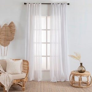 Extra Wide Sheer Linen Curtain 6 Color Options Custom Hand Made for living room, bedroom.