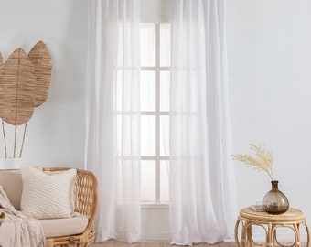 NAKIHOUSE Tenda in voile di lino naturale, 223,1 x 213,4 cm, filtraggio della luce, tende trasparenti con asola superiore, per camera da letto/cameretta dei bambini, 132 x 213 cm, 2 pannelli