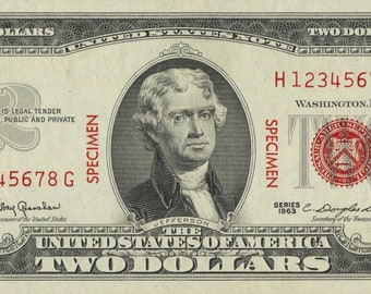 2 dollars - 1963 SPECIMEN - U.S.A. United States of America - Replica