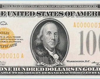 Fantastic Replica 100 Gold Dollars - 1934 - U.S.A. United States of America