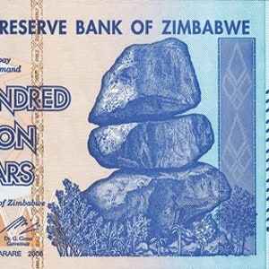 100 Billionen Dollar Zimbabwe Reserve Bank of Zimbabwe 2008 Replik Bild 1