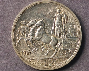 2 Lire Quadriga Briosa – Silber – Herrschaft von Vittorio Emanuele III – AUTHENTISCH