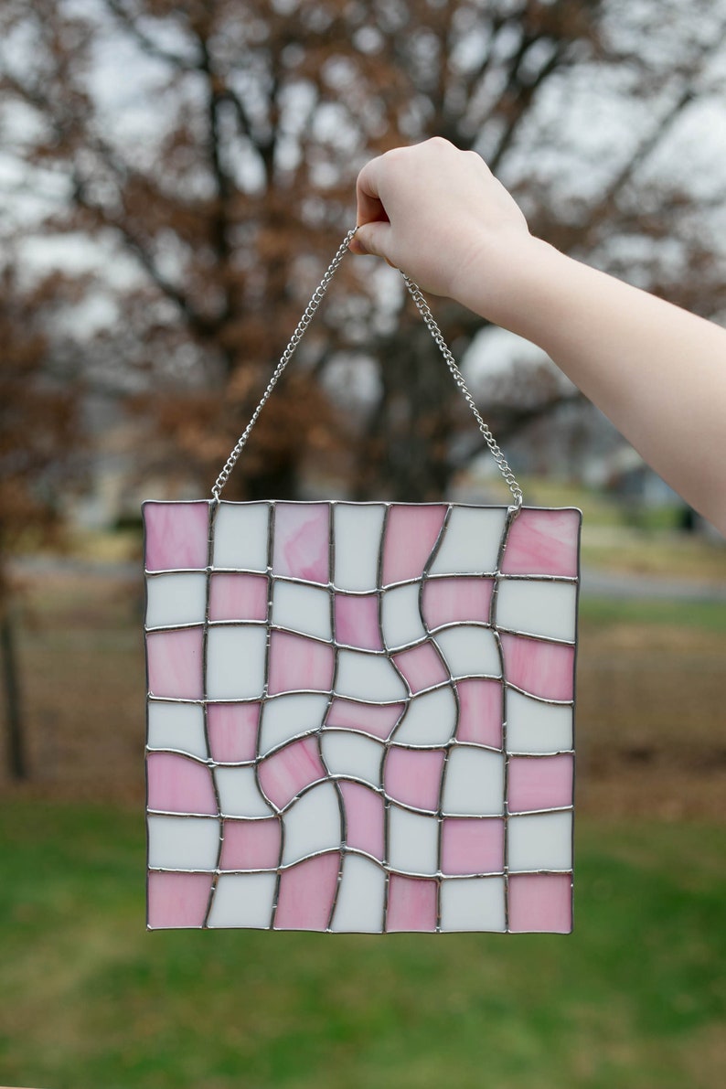Warped Checkers Stained Glass Pattern // Digital Download Etsy