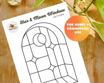 Star & Moon Window Stained Glass Pattern // Digital Download