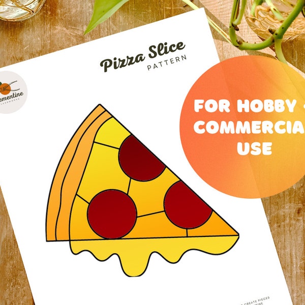 Pizza Slice Stained Glass Pattern // Digital Download