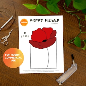 Poppy Flower Stained Glass Pattern // DIGITAL DOWNLOAD