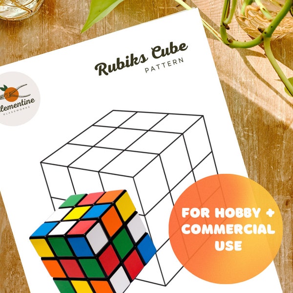 Rubik's Cube Glasmalerei Muster // Digital Download