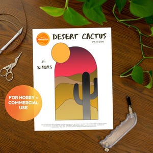 Patrón de vitral con cactus del desierto // DESCARGA DIGITAL