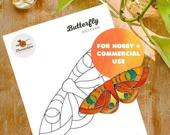 Stained Glass Pattern // DIGITAL DOWNLOAD - Butterfly