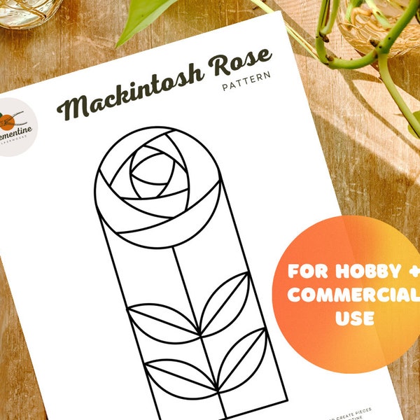 Mackintosh Rose Stained Glass Pattern // Digital Download