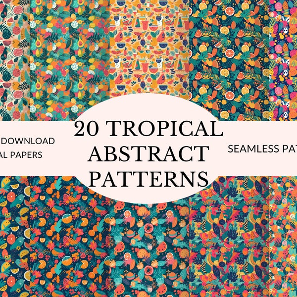 Tropical Seamless Pattern Haway Vibes Exotic Fruit Digital Paper Fruits Pattern  Tropical Summer Vibes Tropical Fruit Pattern Tropical Print