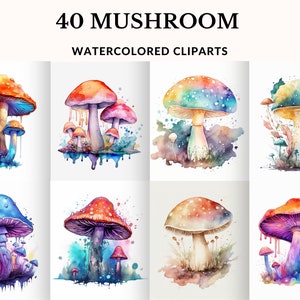 Watercolor Mushrooms Clipart Mushroom Digital Clipart Fantasy Mushroom Magical Mushroom Digital Art Magical and Trippy Mushroom Clipart