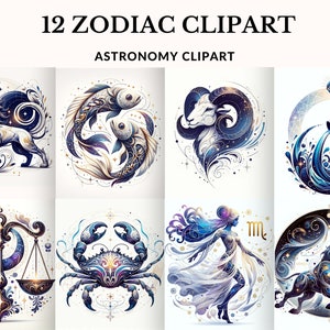 Zodiac Clipart, Horoscope Clipart, Zodiac Signs Design, Celestial Clipart, Zodiac Sign, Astrological Sign Clipart, Astronomy Clipart, Zodiac