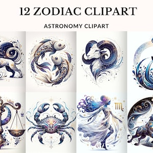 Zodiac Clipart, Horoscope Clipart, Zodiac Signs Design, Celestial Clipart, Zodiac Sign, Astrological Sign Clipart, Astronomy Clipart, Zodiac