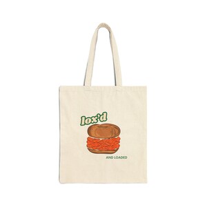 Lox'd and Loaded Cotton Canvas Tote Bag: Smoked Salmon Bagel