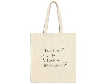 Cotton Canvas Tote Bag - Cute Lox Love Lactose Funny Bagel Bag Jewish Gift, Market Bag, Reusable Grocery Tote, Eco-Friendly Shopping Bag,