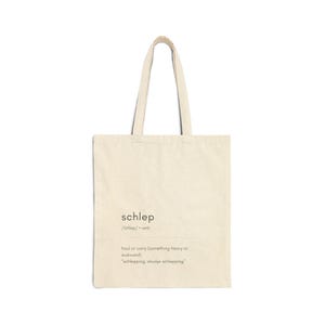 Yiddish Schlep Cotton Tote Bag: Jewish Saying image 1