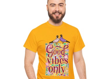 Good Vibes Only Pigeon Unisex Heavy Cotton Tee