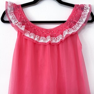 1960s Vintage Babydoll l Sheer Chiffon l Nightie Lingerie with Pearl Details