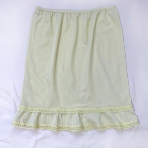1950s - 1960s Vintage Soft Yellow Slip Skirt Accordion Hem