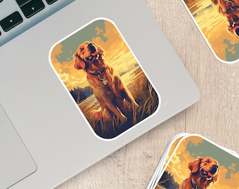 Golden Retriever Vinyl Sticker - Bring Home the Joy of a Golden Friend